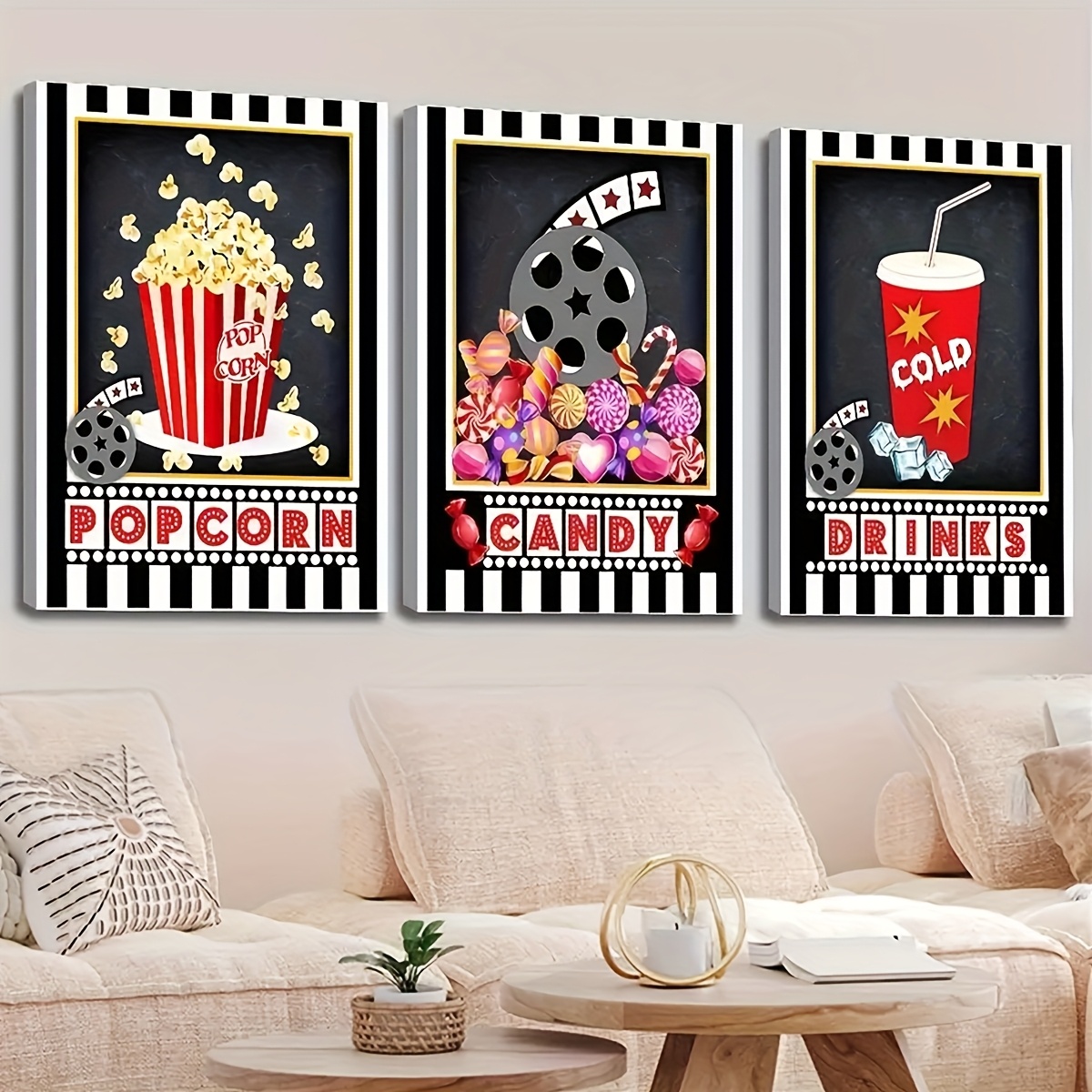 Home Cinema Logo - 3 шт. безрамный настенный декор, скандинавский